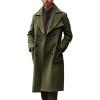Runcati Mens Trench Coat Notch Lapel Double Breasted Peacoat Wool Blend Casual Long Overcoat(Army Green)