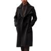 Runcati Mens Trench Coat Notch Lapel Double Breasted Peacoat Wool Blend Casual Long Overcoat(Black)