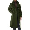 Runcati Mens Trench Coat Notch Lapel Slim Fit Double Breasted Long Pea Coat Winter Warm Overcoat(Army Green)