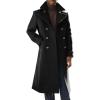 Runcati Mens Trench Coat Notch Lapel Slim Fit Double Breasted Long Pea Coat Winter Warm Overcoat(Black)