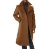 Runcati Mens Trench Coat Notch Lapel Slim Fit Double Breasted Long Pea Coat Winter Warm Overcoat(Brown)