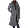 Runcati Mens Trench Coat Notch Lapel Slim Fit Double Breasted Long Pea Coat Winter Warm Overcoat(Gray)