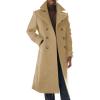 Runcati Mens Trench Coat Notch Lapel Slim Fit Double Breasted Long Pea Coat Winter Warm Overcoat(Khaki)