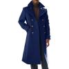 Runcati Mens Trench Coat Notch Lapel Slim Fit Double Breasted Long Pea Coat Winter Warm Overcoat(Navy)