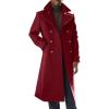 Runcati Mens Trench Coat Notch Lapel Slim Fit Double Breasted Long Pea Coat Winter Warm Overcoat(Wine Red)