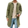 Runcati Mens Trench Coat Slim Fit Single Breasted Long Windbreaker Jacket Classic Lapel Casual Overcoat(Army Green)