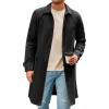Runcati Mens Trench Coat Slim Fit Single Breasted Long Windbreaker Jacket Classic Lapel Casual Overcoat(Black)