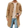 Runcati Mens Trench Coat Slim Fit Single Breasted Long Windbreaker Jacket Classic Lapel Casual Overcoat(Brown)