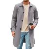 Runcati Mens Trench Coat Slim Fit Single Breasted Long Windbreaker Jacket Classic Lapel Casual Overcoat(Dark Grey)