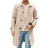 Runcati Mens Trench Coat Slim Fit Single Breasted Long Windbreaker Jacket Classic Lapel Casual Overcoat(Khaki)
