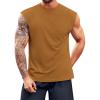Runcati Mens Workout Tank Top Sleeveless Shirt Quick Dry Muscle Gym Bodybuilding Fitness Training T Shirts(Brown)