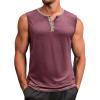Runcati Men’s Workout Tank Tops Sleeveless Gym Muscle Henley Shirt Casual Basic Summer Beach Tops(Burgundy)