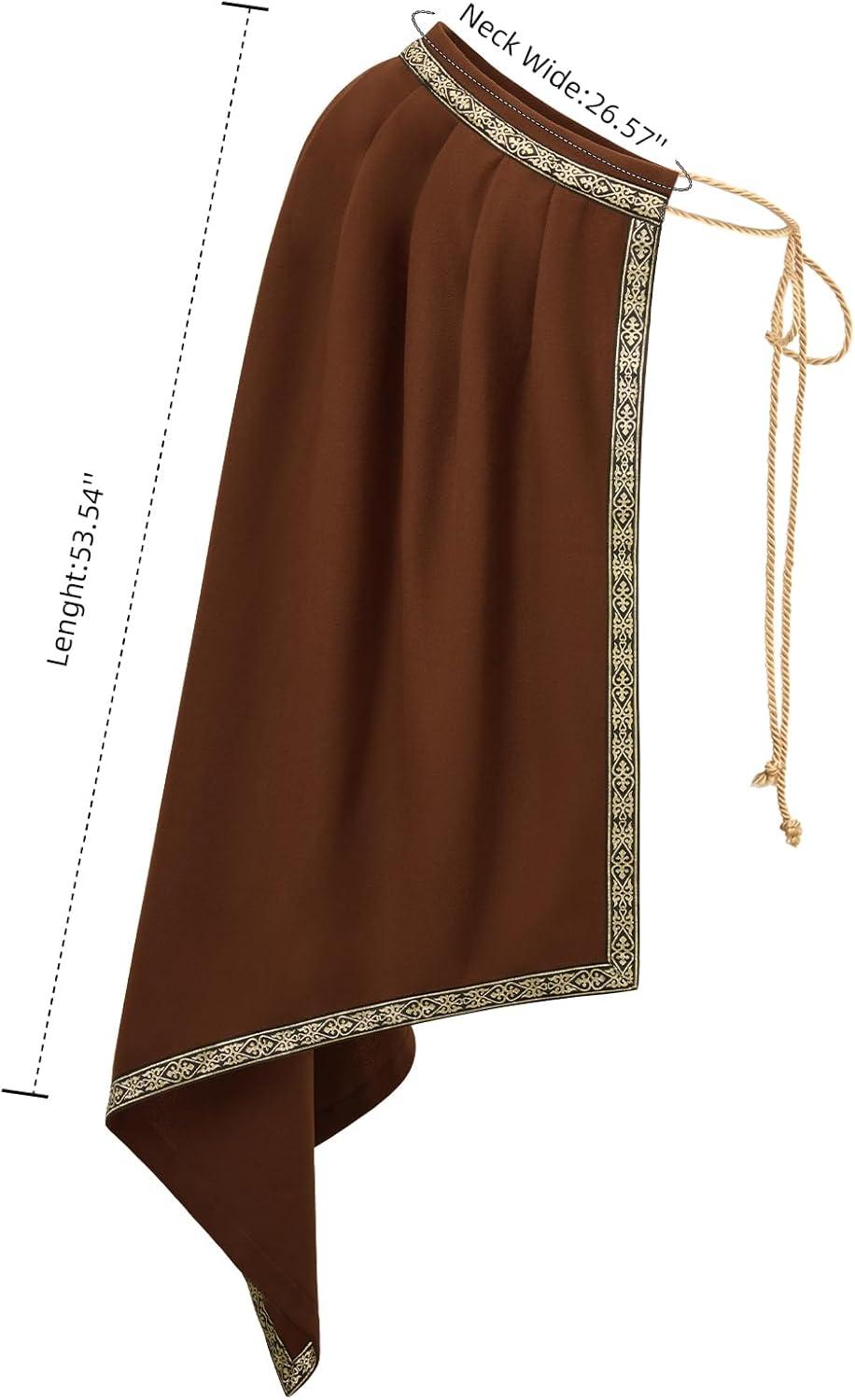 imageRuncati Mens Renaissance Shawl Half Shoulder Cape Medieval Samurai Cloak LARP Warrior Ren Faire Halloween CostumeBlack