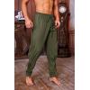 Mens Medieval Ankle Pants Viking Pirate Renaissance Costume Lace Up Tapered Banded Navigator Casual Trousers(01 Army Green)