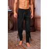 Mens Medieval Ankle Pants Viking Pirate Renaissance Costume Lace Up Tapered Banded Navigator Casual Trousers(01 Black)