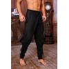 Mens Medieval Ankle Pants Viking Pirate Renaissance Costume Lace Up Tapered Banded Navigator Casual Trousers(01 Black)