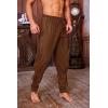 Mens Medieval Ankle Pants Viking Pirate Renaissance Costume Lace Up Tapered Banded Navigator Casual Trousers(01 Brown)