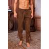 Mens Medieval Ankle Pants Viking Pirate Renaissance Costume Lace Up Tapered Banded Navigator Casual Trousers(01 Brown)