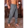 Mens Medieval Ankle Pants Viking Pirate Renaissance Costume Lace Up Tapered Banded Navigator Casual Trousers(01 Grey)
