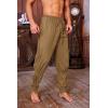 Mens Medieval Ankle Pants Viking Pirate Renaissance Costume Lace Up Tapered Banded Navigator Casual Trousers(01 Khaki)