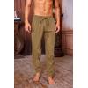 Mens Medieval Ankle Pants Viking Pirate Renaissance Costume Lace Up Tapered Banded Navigator Casual Trousers(01 Khaki)
