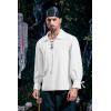 Mens Medieval Pirate Shirt Viking Renaissance Lace up Mercenary Halloween Scottish Jacobite Ghillie Tops(01 White)