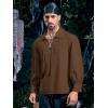Mens Medieval Pirate Shirt Viking Renaissance Lace up Mercenary Halloween Scottish Jacobite Ghillie Tops(Brown)