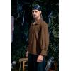 Mens Medieval Pirate Shirt Viking Renaissance Lace up Mercenary Halloween Scottish Jacobite Ghillie Tops(Brown)