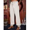 Runcati Mens Banded Ankle Pants Medieval Renaissance Viking Pirate Lace Up Halloween Cotton Gothic Costume Trousers(Beige)