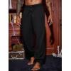 Runcati Mens Banded Ankle Pants Medieval Renaissance Viking Pirate Lace Up Halloween Cotton Gothic Costume Trousers(Black)