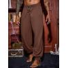 Runcati Mens Banded Ankle Pants Medieval Renaissance Viking Pirate Lace Up Halloween Cotton Gothic Costume Trousers(Brown)