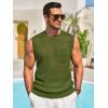 Runcati Mens Crochet Tank Tops See Through Knitted Sleeveless T-Shirts Muscle Summer Beach Hippie Shirts with Pocket(Army Green)