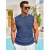 Runcati Mens Crochet Tank Tops See Through Knitted Sleeveless T-Shirts Muscle Summer Beach Hippie Shirts with Pocket(Blue)