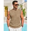 Runcati Mens Crochet Tank Tops See Through Knitted Sleeveless T-Shirts Muscle Summer Beach Hippie Shirts with Pocket(Light Khaki)