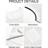 Runcati Mens Crochet Tank Tops See Through Knitted Sleeveless T-Shirts Muscle Summer Beach Hippie Shirts with Pocket(White)
