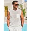 Runcati Mens Crochet Tank Tops See Through Knitted Sleeveless T-Shirts Muscle Summer Beach Hippie Shirts with Pocket(White)
