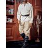 Runcati Mens Medieval Ankle Pants Renaissance Viking Pirate Lace Up Tapered Halloween Linen Costume Trousers(Beige)