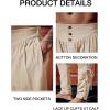 Runcati Mens Medieval Ankle Pants Renaissance Viking Pirate Lace Up Tapered Halloween Linen Costume Trousers(Beige)