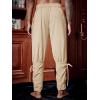 Runcati Mens Medieval Ankle Pants Renaissance Viking Pirate Lace Up Tapered Halloween Linen Costume Trousers(Beige)