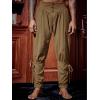 Runcati Mens Medieval Ankle Pants Renaissance Viking Pirate Lace Up Tapered Halloween Linen Costume Trousers(Brown)