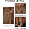 Runcati Mens Medieval Ankle Pants Renaissance Viking Pirate Lace Up Tapered Halloween Linen Costume Trousers(Brown)