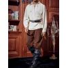 Runcati Mens Medieval Ankle Pants Renaissance Viking Pirate Lace Up Tapered Halloween Linen Costume Trousers(Coffee)
