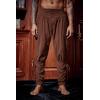 Runcati Mens Medieval Ankle Pants Renaissance Viking Pirate Lace Up Tapered Halloween Linen Costume Trousers(Coffee)