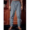 Runcati Mens Medieval Ankle Pants Renaissance Viking Pirate Lace Up Tapered Halloween Linen Costume Trousers(Gray)