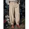 Runcati Mens Medieval Pirate Pants Renaissance Viking Knicker Colonial Halloween Cotton Gothic Costume Trousers(Light Khaki)