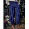 Runcati Mens Medieval Pirate Pants Renaissance Viking Knicker Colonial Halloween Cotton Gothic Costume Trousers(Navy)