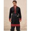Runcati Mens Medieval Pirate Shirt Renaissance Viking Knight Warrior Tunic Tops Lace Up LARP Halloween Costume(Black)
