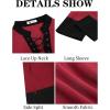 Runcati Mens Medieval Pirate Shirt Renaissance Viking Knight Warrior Tunic Tops Lace Up LARP Halloween Costume(Burgundy)