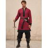 Runcati Mens Medieval Pirate Shirt Renaissance Viking Knight Warrior Tunic Tops Lace Up LARP Halloween Costume(Burgundy)