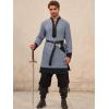 Runcati Mens Medieval Pirate Shirt Renaissance Viking Knight Warrior Tunic Tops Lace Up LARP Halloween Costume(Grey)